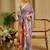 lavender cotton blend zari weaving floral digital print festive saree with unstitched blouse piece