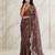 Brown color graceful floral printed smart ceremonial saree