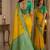 Yellow soft silk blend banarasi jacuard work festive saree with unstitched blouse piece