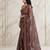 Brown color graceful floral printed smart ceremonial saree