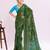 Green color graceful floral printed smart ceremonial saree