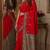 Red soft silk blend banarasi jacuard work festive saree with unstitched blouse piece