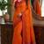 Orange soft silk blend banarasi jacuard work festive saree with unstitched blouse piece