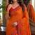 Orange soft silk blend banarasi jacuard work festive saree with unstitched blouse piece