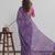 Violet color graceful floral printed smart ceremonial saree