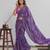 Violet color graceful floral printed smart ceremonial saree