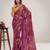 Wine color graceful floral printed smart ceremonial saree
