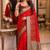 Red soft silk blend banarasi jacuard work festive saree with unstitched blouse piece
