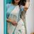 off white smart linen cotton blend smart floral printed saree