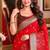 Red soft silk blend banarasi jacuard work festive saree with unstitched blouse piece