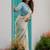 off white smart linen cotton blend smart floral printed saree