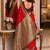 Red soft silk blend banarasi jacuard work festive saree with unstitched blouse piece