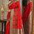Red soft silk blend banarasi jacuard work festive saree with unstitched blouse piece