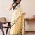 yellow smart linen cotton blend smart warli art printed saree