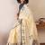yellow smart linen cotton blend smart warli art printed saree