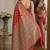 Red soft silk blend banarasi jacuard work festive saree with unstitched blouse piece