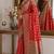 Red soft silk blend banarasi jacuard work festive saree with unstitched blouse piece