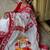 red smart linen cotton blend smart printed saree