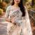 cream smart linen cotton blend smart floral printed saree