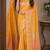 Yellow soft silk blend banarasi jacuard work festive saree with unstitched blouse piece