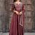 Burgundy embroidered vichitra silk kurta pant dupatta set
