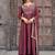 Burgundy embroidered vichitra silk kurta pant dupatta set