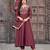 Burgundy embroidered vichitra silk kurta pant dupatta set