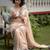 peach smart linen cotton blend smart printed saree