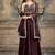 Coffee embroidered vichitra silk kurta pant dupatta set