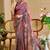 maroon cotton blend zari weaving floral digital print festive saree with unstitched blouse piece