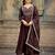 Coffee embroidered vichitra silk kurta pant dupatta set