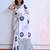 white smart linen cotton blend smart printed saree