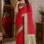 Red soft silk blend banarasi jacuard work festive saree with unstitched blouse piece