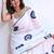 white smart linen cotton blend smart printed saree