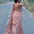 pink smart linen cotton blend smart printed saree