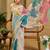 cream blue pink cotton blend zari weaving floral digital print festive saree with unstitched blouse piece