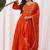 Orange embroidered vichitra silk kurta pant dupatta set
