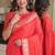 Orange soft silk blend banarasi jacuard work festive saree with unstitched blouse piece