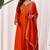 Orange embroidered vichitra silk kurta pant dupatta set