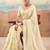 Cream color smart floral embroidered chiffon fabric graceful rich looks saree