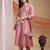 Pink embroidered vichitra silk kurta pant dupatta set