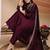 Wine embroidered vichitra silk kurta pant dupatta set
