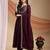Wine embroidered vichitra silk kurta pant dupatta set
