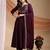 Wine embroidered vichitra silk kurta pant dupatta set