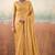 Gold color smart floral embroidered chiffon fabric graceful rich looks saree