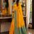 Yellow soft silk blend banarasi jacuard work festive saree with unstitched blouse piece