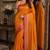 Orange soft silk blend banarasi jacuard work festive saree with unstitched blouse piece
