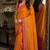 Orange soft silk blend banarasi jacuard work festive saree with unstitched blouse piece