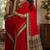 Red soft silk blend banarasi jacuard work festive saree with unstitched blouse piece