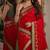 Red soft silk blend banarasi jacuard work festive saree with unstitched blouse piece